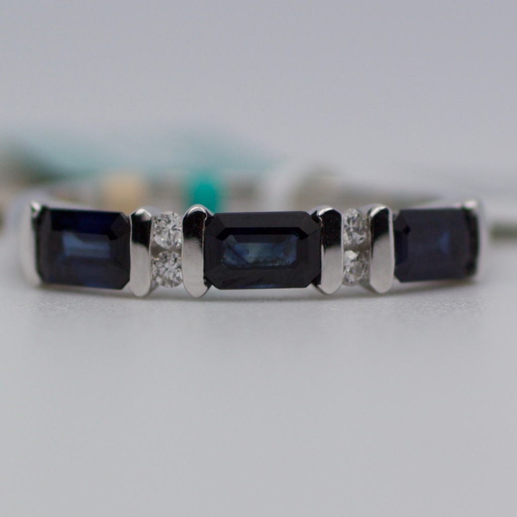 Effy 14k White Gold Diamond And Sapphire Band 1037$